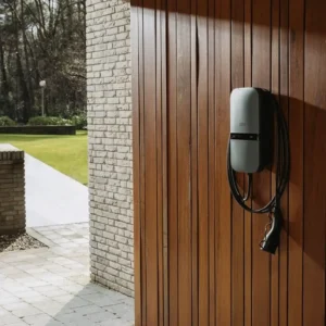 Peblar Home installere på væg i carport