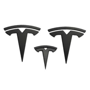 3x Mat Sort T-Logo Hjelm Emblem Tesla Model Y