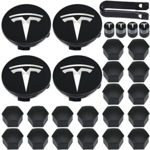 Hjulkapselsæt, Tesla hjulkapsel centerkapsler til Tesla Model 3, Model Y, Model S, Model X, sølv logo