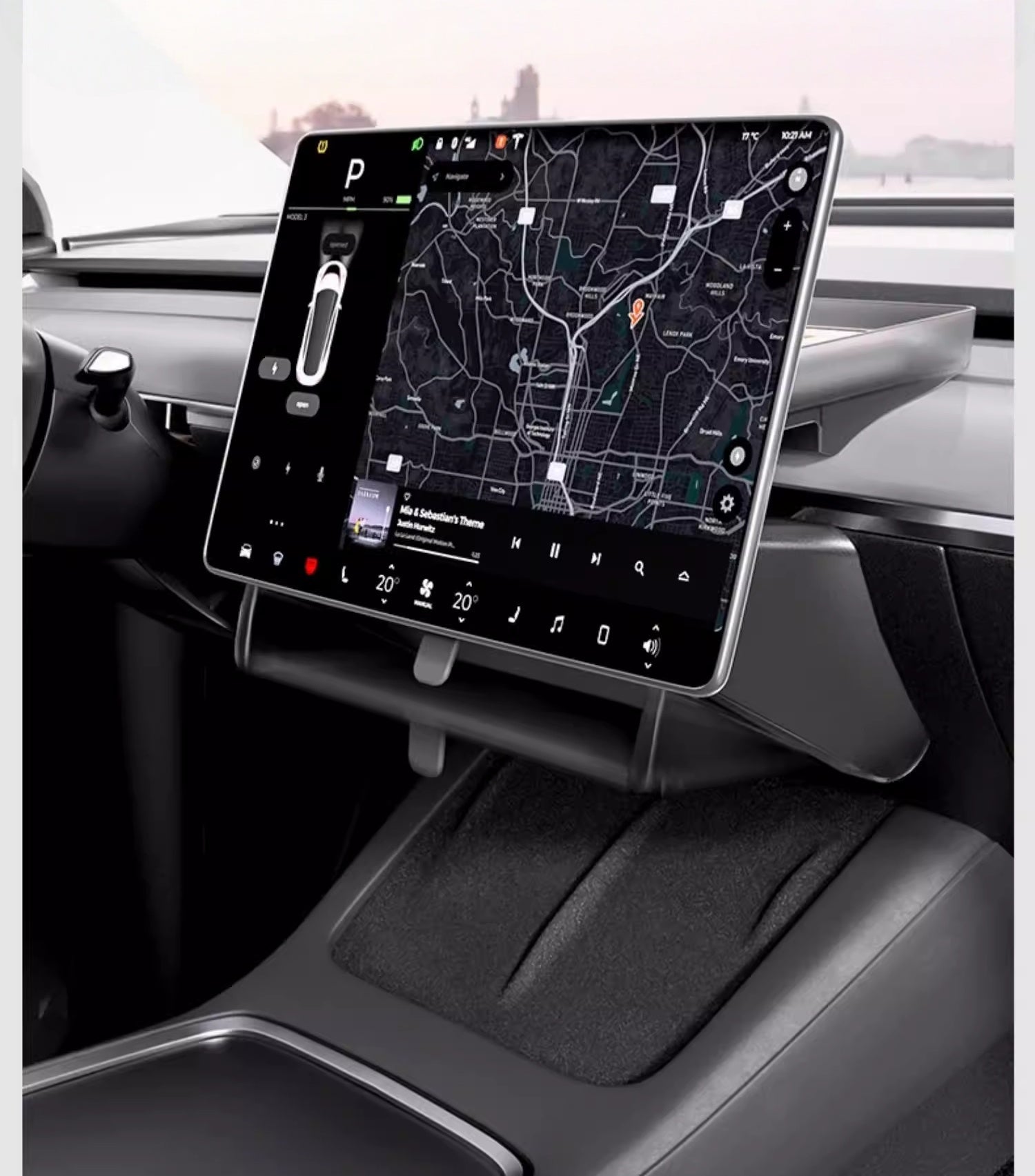 Opbevaringsbakke bag og under skærmen Tesla Model 3 Highland & Model Y Juniper