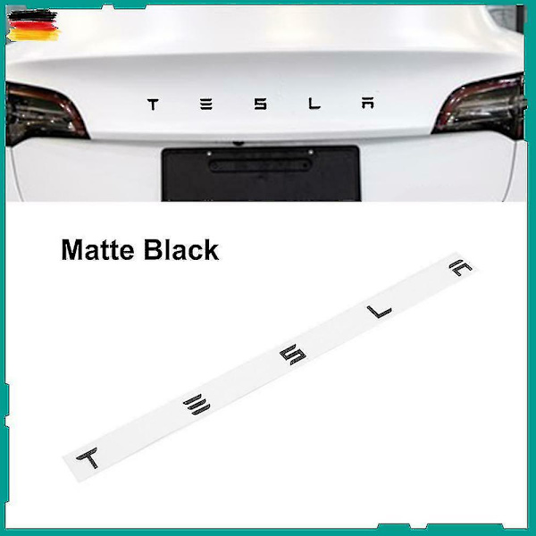 3D Mat Sort Tesla Bogstav Kofferrumspanel Badge