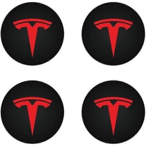Centerkapsel (4 stk.) til KAVANIC Tesla Model Y Model 3 Modifikation Hjul Covers (Rød/Mat Sort)