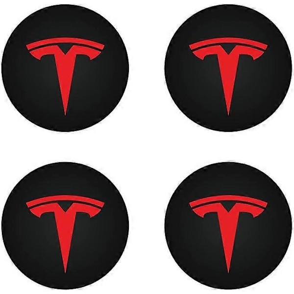 Centerkapsel (4 stk.) til KAVANIC Tesla Model Y Model 3 Modifikation Hjul Covers (Rød/Mat Sort)
