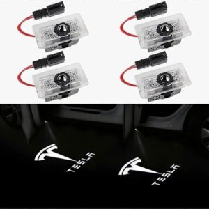 Dør Logo Projektor Lys Velkomst Lys Trin Lys Til Tesla Model 3 Model Y Model S Model X Bil Dør Lys Tesla Lys Tesla Tilbehør, 4 [db]
