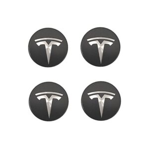 Egnet til tesla Tesla model 3 hjulcenterdæksel logo - mørkegrå sølvlogo (fire pakker) (FMY)
