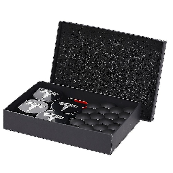 Hjulkapselsæt kompatibelt med Tesla Center Hub Cap Sæt Hjulmutterdæksel Navkåpa kompatibelt med Model Y Model 3 Model S Model X (model 3)