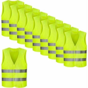 Pakke med 8 sikkerhedsveste med høj synlighed, neongul, refleksvest, ulykkesvest, 360 graders reflekterende vejhjælp -