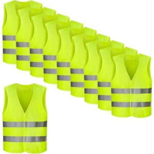 Pakke med 8 sikkerhedsveste med høj synlighed, neongul, refleksvest, ulykkesvest, 360 graders reflekterende vejhjælp -