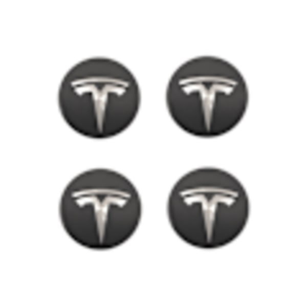 Til Tesla Model 3 Hjulkapsel Logo - Mørkegrå med Sølv Logo (Pakke med 4)