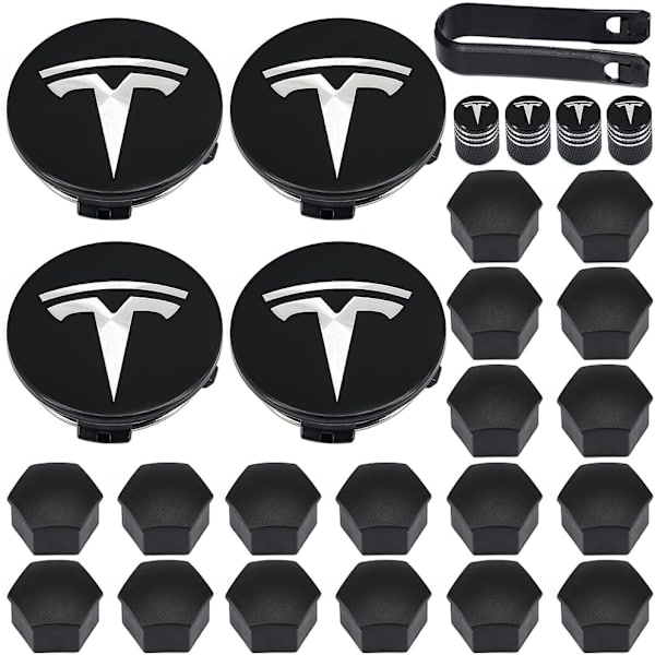 Til Tesla Wheel Cap Kit Center Cap Sæt Hjulmøtrik Ventilhætter Cover Center Modificering Cover Til Model Y Mode 3 Mode S Mode X