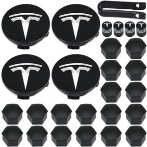 Til Tesla Wheel Cap Kit Center Cap Sæt Hjulmøtrik Ventilhætter Cover Center Modificering Cover Til Model Y Mode 3 Mode S Mode X