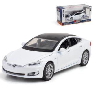 Tesla Model S Bilmodel med Lys & Åbenbar Dør Musikalsk Simuleringskøretøj (hy)-ZZY