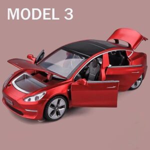 1:32 Tesla Model 3 Legetøjsbil i Metal med Lyd og Lys, Gave til Børn