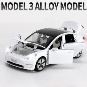 1:32 Tesla Model X Model 3 Model S Model Y Legering Bilmodel Diecasts Legetøjsbil Lyd Og Lys Børnelegetøj Til Børn Gaver Drenge Legetøjsmodel 3 Hvid