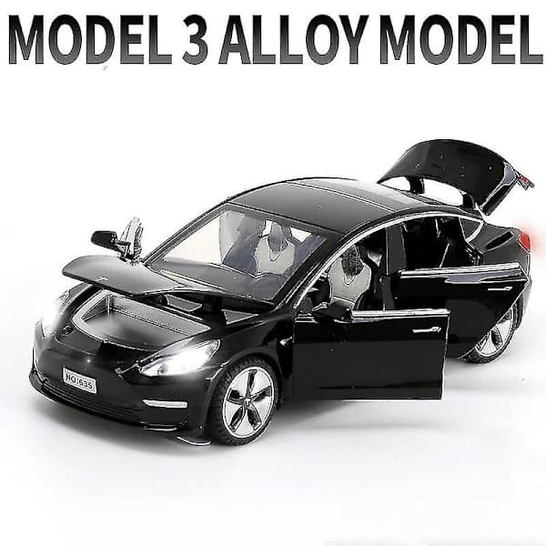 1:32 Tesla Model X Model 3 Model S Model Y Legering Bilmodel Diecasts Legetøjsbil Lyd Og Lys Børnelegetøj Til Børn Gaver Drengelegetøj Model 3 Sort