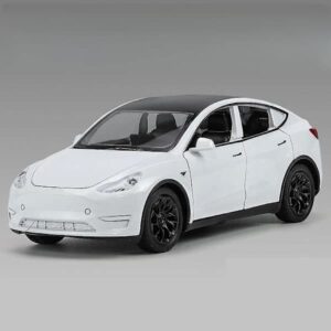 1/32 Tesla Model Y SUV Legetøjsbil Model Støbt Legering Metal Miniatur Lyd & Lys Træk Tilbage 1:32 Samlerobjekt Gave Til Dreng Børn Hvid Hvid White