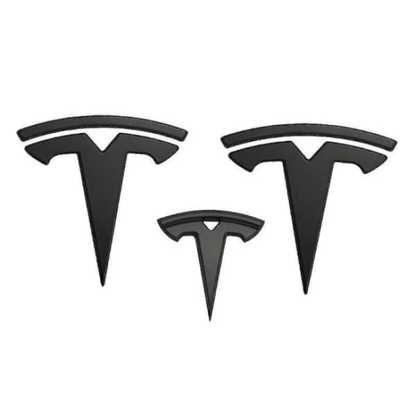 3x Mat Sort T-Logo Hjelm Emblem Tesla Model Y_xx