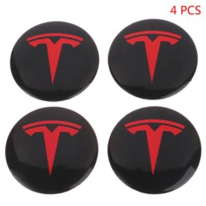 4 stk. hjulcenternavkapsæt til Tesla Model 3 Y Tesla Red