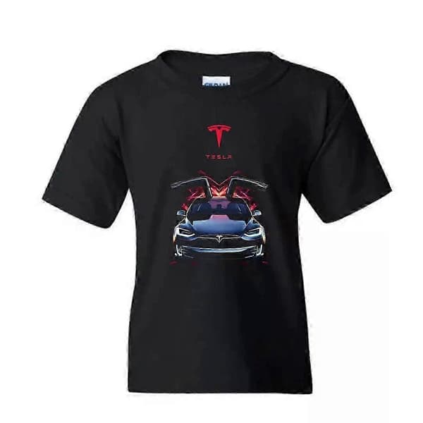 Børns Tesla Model X Eventyr: Sort T-shirt Limited Edition Rockinstone