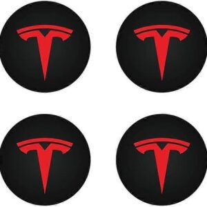 Centerkapsel (4 stk.) til KAVANIC Tesla Model Y Model 3 Modifikation Hjul Covers (Rød/Mat Sort)