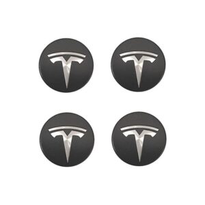 Egnet til tesla Tesla model 3 hjulcenterdæksel logo - mørkegrå sølvlogo (fire pakker) (FMY)