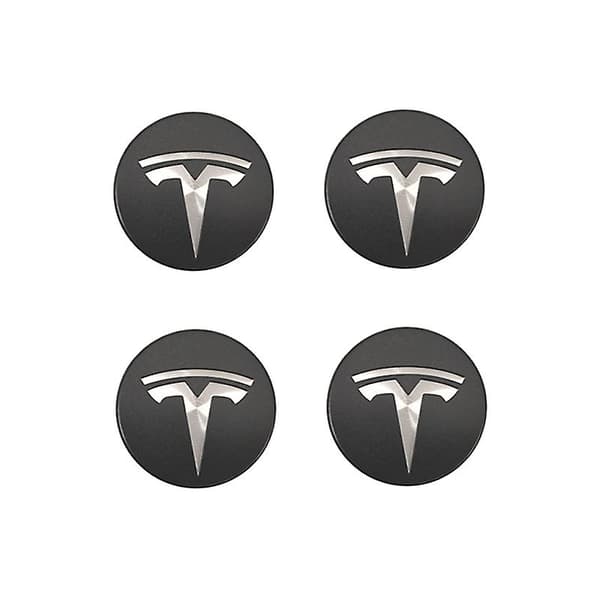 Egnet til tesla Tesla model 3 hjulcenterdæksel logo - mørkegrå sølvlogo (fire pakker) (FMY)