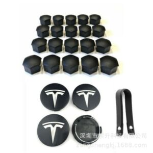 [KK] Tesla Model 3 Y S X Hjulkapsel Kit Centerkapsel Navmutter Skydd Svart Röd Vit Grå Med 4 Centerkapslar 20 Mutter Skydd