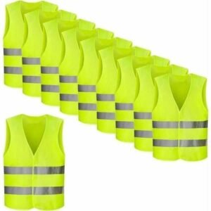 Pakke med 8 sikkerhedsveste med høj synlighed, neongul, refleksvest, ulykkesvest, 360 graders reflekterende vejhjælp -