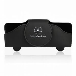 Solbrilleholder / Brilleklemme til Bil - PU-Læder med Magnet & Logo - Mercedes-Benz