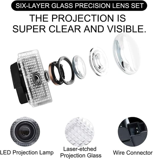 Tesla Billedørlys 4 stk, LED Billedørlogo Lys, Billedør Projektor til Tesla Model 3, Model S, Model X, Model Y