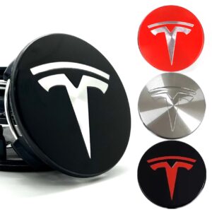 Tesla Centerkapsler til Bil Fælge - 4-pak - Röd/silver
