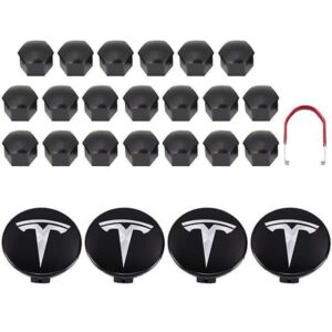 Tesla Model 3 Y S X Hjulkapselsæt Centerkapsel Navmøtrik Beskyttelse Sort Rød Hvid Grå Med 4 Centerkapsler 20 Møtrik Beskyttelse