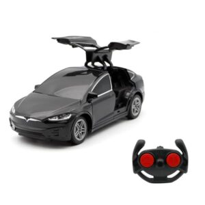 "Tesla Model Y 4-dørs 1:24 fjernstyret bil til børn - elektrisk legetøjsbil med LED-lys og 27 MHz forældrekontrol | Perfekt fødselsdagsgave