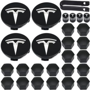 Til Tesla Hjulkapselsæt Centerkapselsæt Hjulmøtrik Ventilhætter Dækcenter Modifikationsdæksel Til Model Y Mode 3 Mode S Mode X