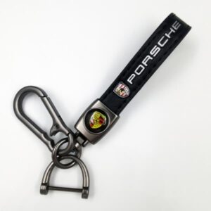 Personlig metal bilnøglering med logo - Læder nøglering til mænd Porsche Porsch