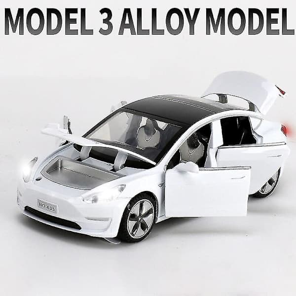 1:32 Tesla Model X Model 3 Model S Model Y Legering Bilmodel Diecasts Legetøjsbil Lyd Og Lys Børnelegetøj Til Børn Gaver Drenge Legetøjsmodel 3 Hvid