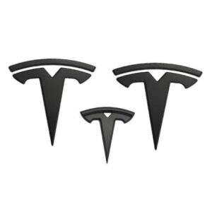 3x Mat Sort T-Logo Hættehjul Emblem Tesla Model Y