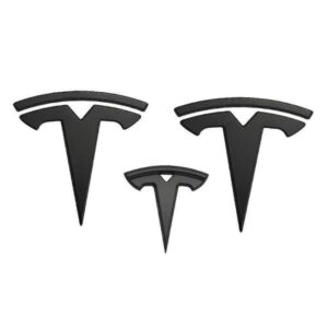 3x Mat Sort T-logo Hjelm Bagage Ratmærke til Tesla Model Y