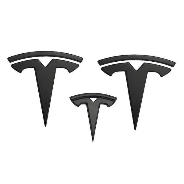 3x Mat Sort T-logo Hjelm Bagage Ratmærke til Tesla Model Y