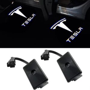 Større Projektion Puddle Lights Logo Projektor Dør Courtesy Step Light Tilbehør til Tesla Model 3/S/X/Y (1. Emblem med Bogstav 2 stk)