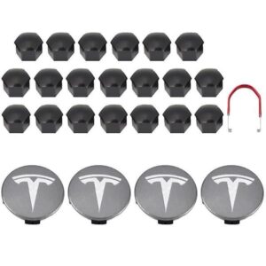 Tesla Model 3 Y S X Hjulkapselsæt Centerkapsel Navmøtrik Beskyttelse Sort Rød Hvid Grå Med 4 Centerkapsler 20 Møtrik Beskyttelse
